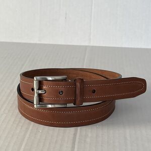 Cole Haan Mens Genuine Leather Dress/Work Belt Brown Preppy Casual Stitching 40
